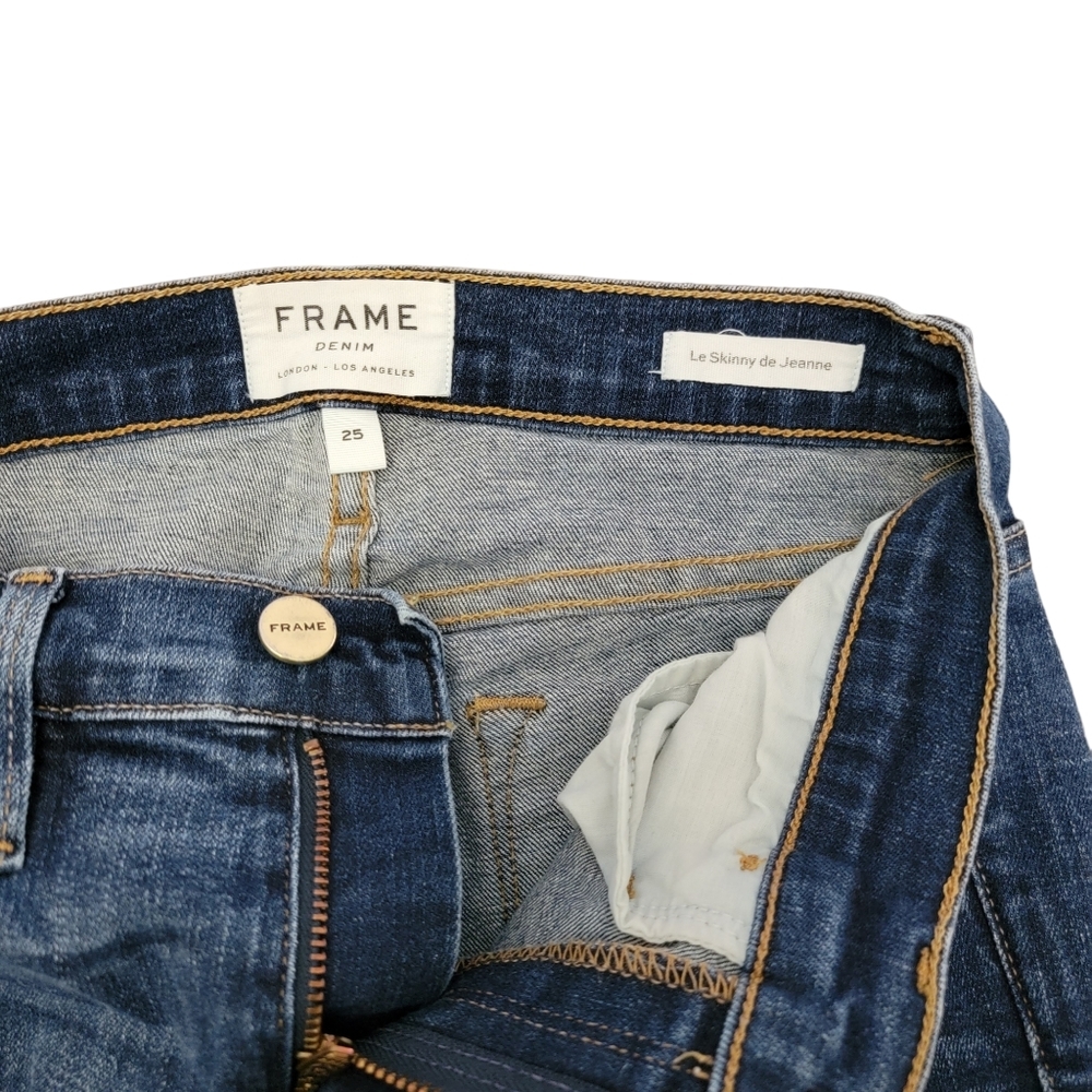 Frame Wriley 139021 Stretchy Le Skinny De Jeanne Distressed Jeans 25 - Picture 6 of 12